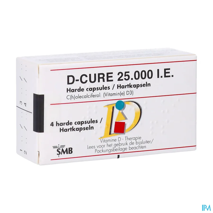 packshot van D-Cure 25000 UI 4 Gelulen