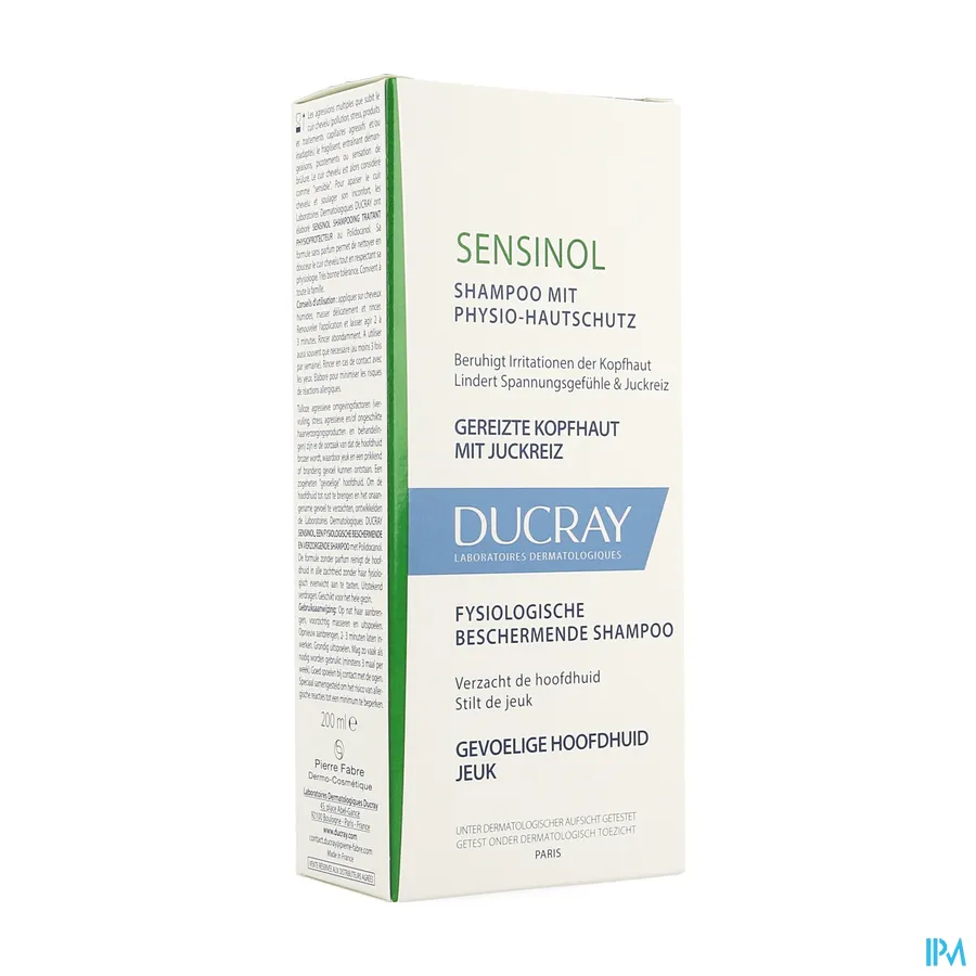 packshot van Ducray Sensinol Fysiologisch Beschermende Shampoo voor de Gevoelige Hoofdhuid 200 ml