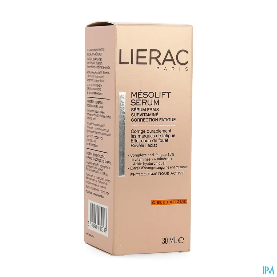packshot van Lierac Mésolift Serum Vermoeidheidswerend Vitaminerijk Fris Serum voor een Stralende Teint 30 ml