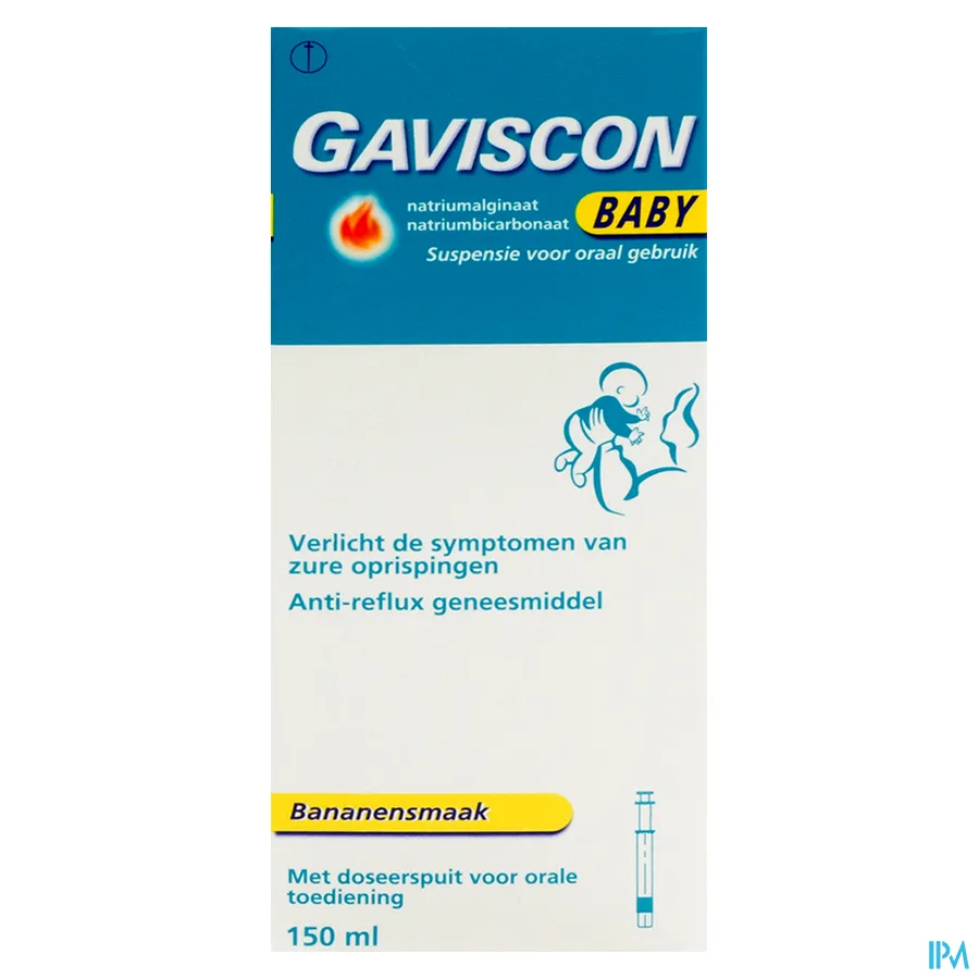 packshot van Gaviscon Baby Anti-Reflux Geneesmiddel voor Verlichting van Symptomen van Zure Oprispingen 150 ml