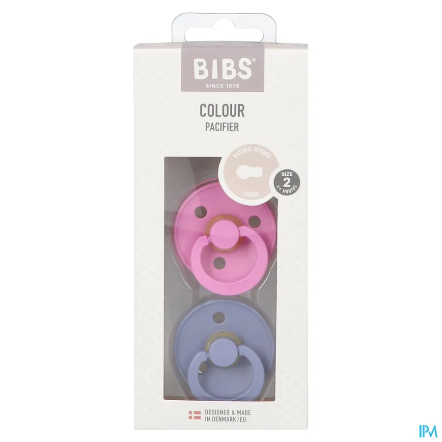 packshot van Bibs 2 Fopspeen Duo Bubblegum/peri