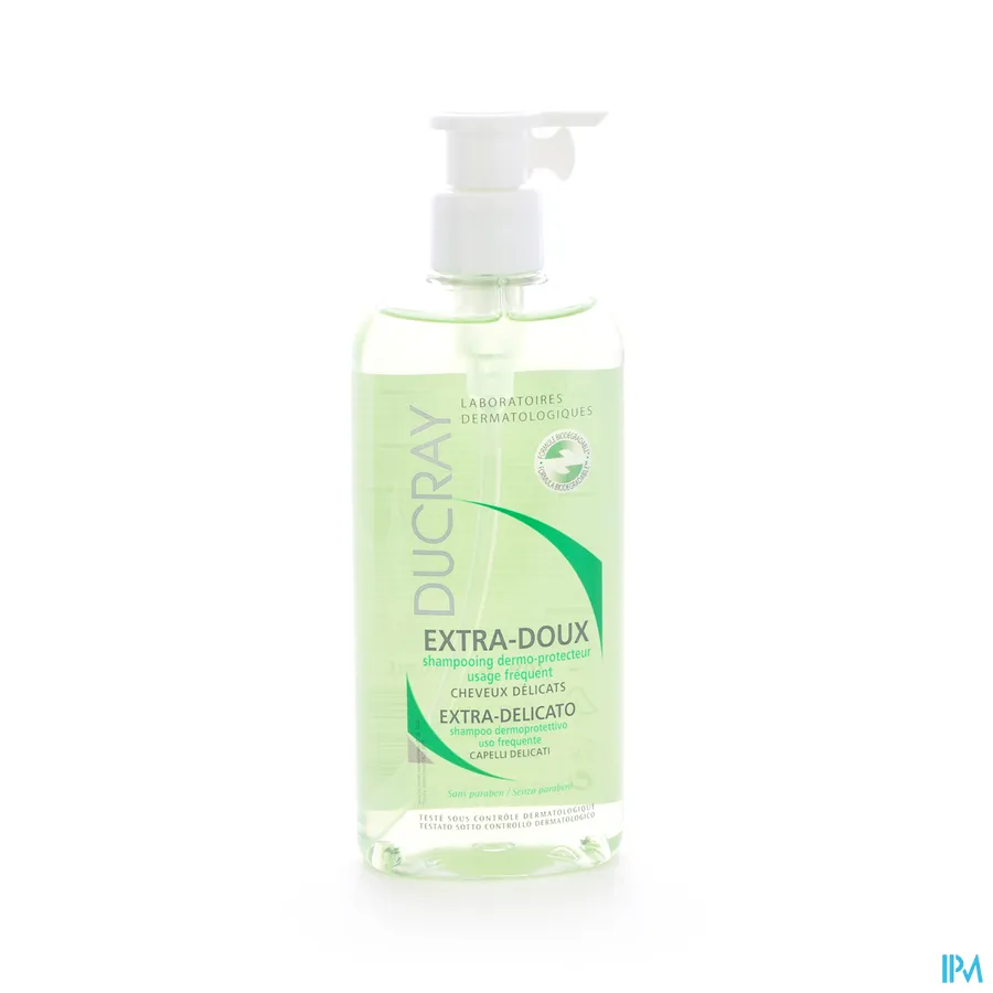 packshot van Ducray Extra-Doux Huidbeschermende Shampoo voor Normaal en Broos Haar Flacon 400 ml