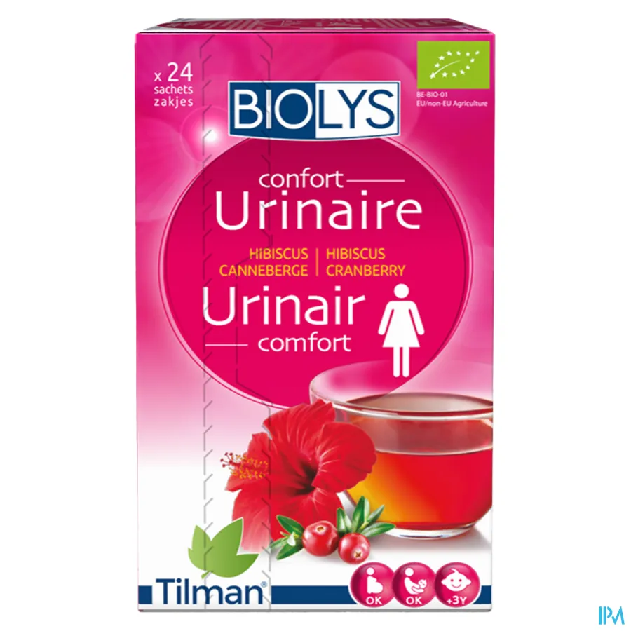 packshot van Tilman Biolys Urinair Comfort Hibiscus-Cranberry 24 zakjes