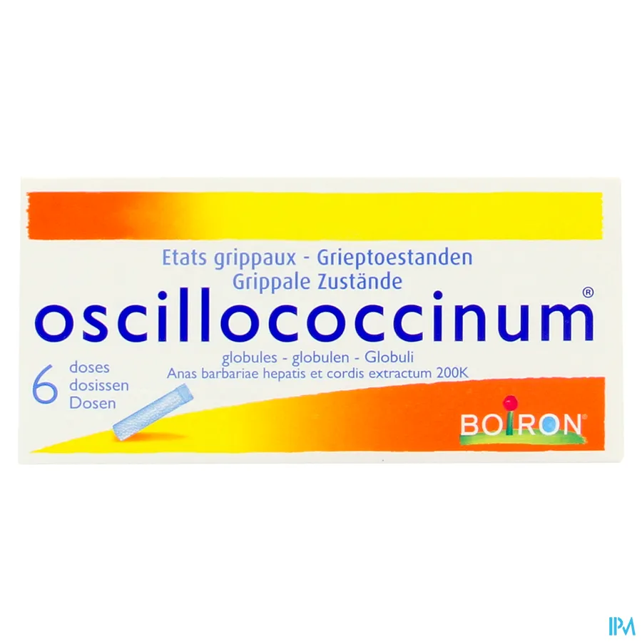 packshot van Oscillococcinum voor Grieptoestanden 6 Dosissen