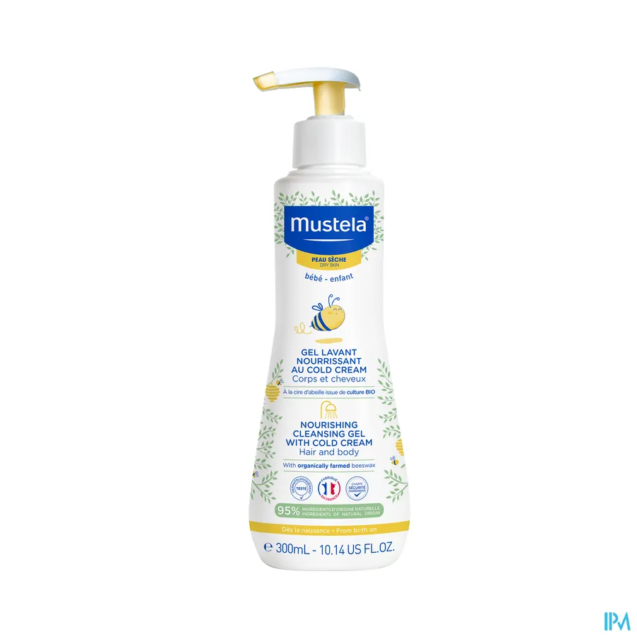 packshot van Mustela Baby en Kind Voedende Wasgel met Cold Cream voor Lichaam en Haar voor Droge Huid 300 ml