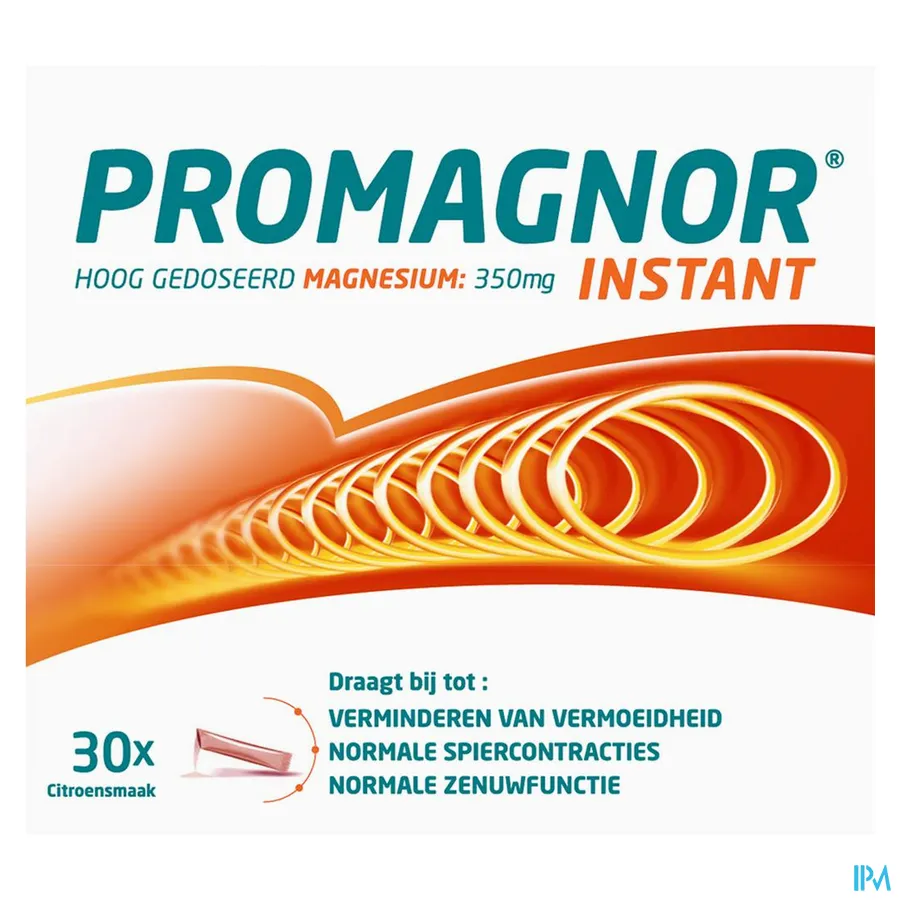 packshot van Promagnor Instant Hoog Gedoseerd Magnesium 350 mg met Citroensmaak 30 Sticks