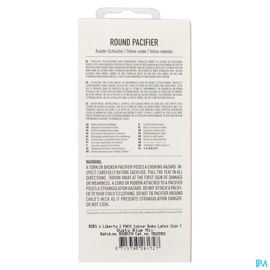 packshot van Bibs 1 Fopspeen Duo Liberty Garden Bobo Blue 2