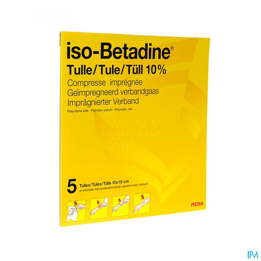 packshot van Iso-Betadine Tulle 5 kompressen