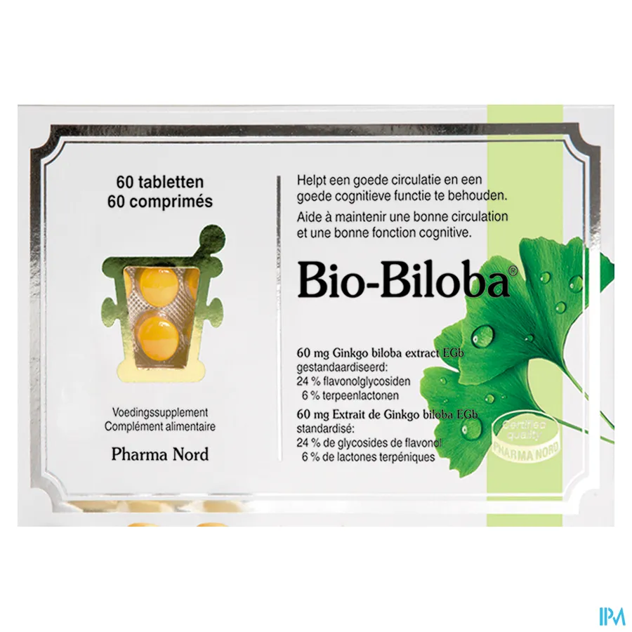 packshot van Bio-Biloba met 60 mg Ginkgo-Biloba 60 Tabletten