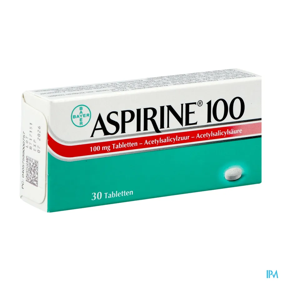 packshot van Aspirine 100mg 30 tabletten
