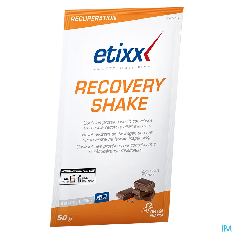 packshot van Etixx Recovery Shake Chocolade 1x50g
