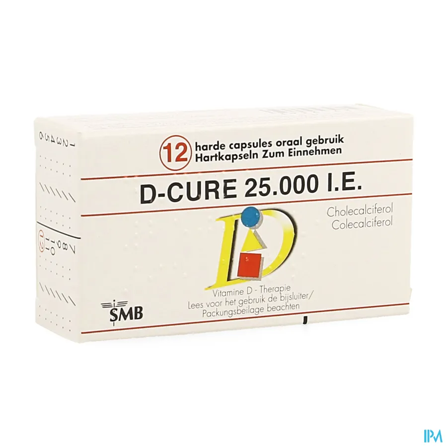 packshot van D Cure 25000 IE 12 Gelulen