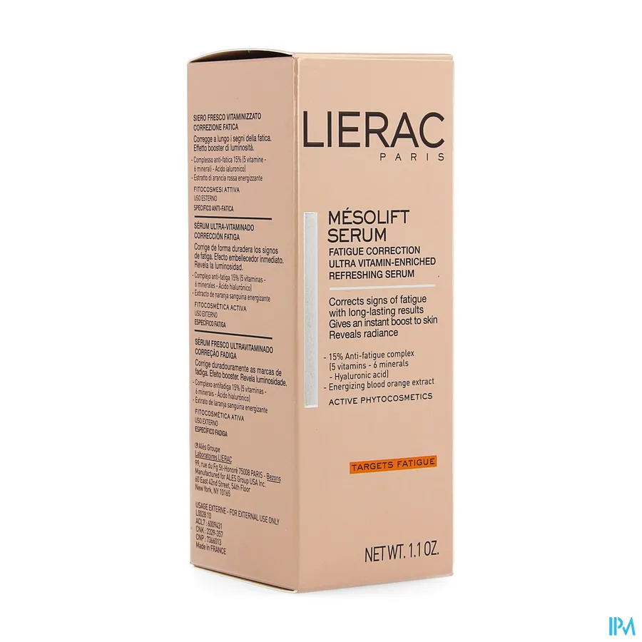 packshot van Lierac Mésolift Serum Vermoeidheidswerend Vitaminerijk Fris Serum voor een Stralende Teint 30 ml
