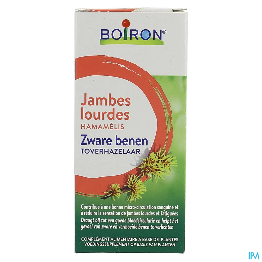 packshot van Boiron Toverhazelaar -Zware Benen- Bijdrage tot Goede Bloedcirculatie en Hulp bij het Verlichten van Gevoel van Zware Benen 60 ml