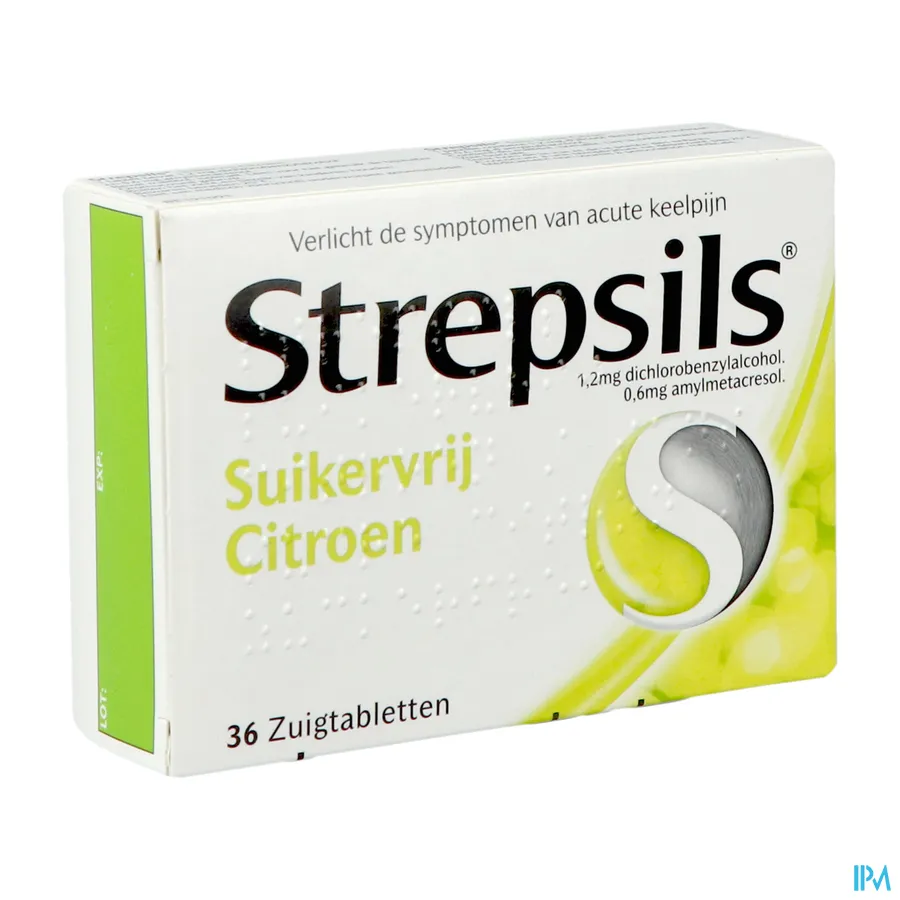 packshot van Strepsils Citroen Suikervrij 36 zuigtabletten
