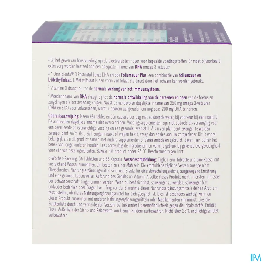 packshot van Omnibionta Postnatal 3 Borstvoeding 8 weken 56 tabletten + 56 capsules