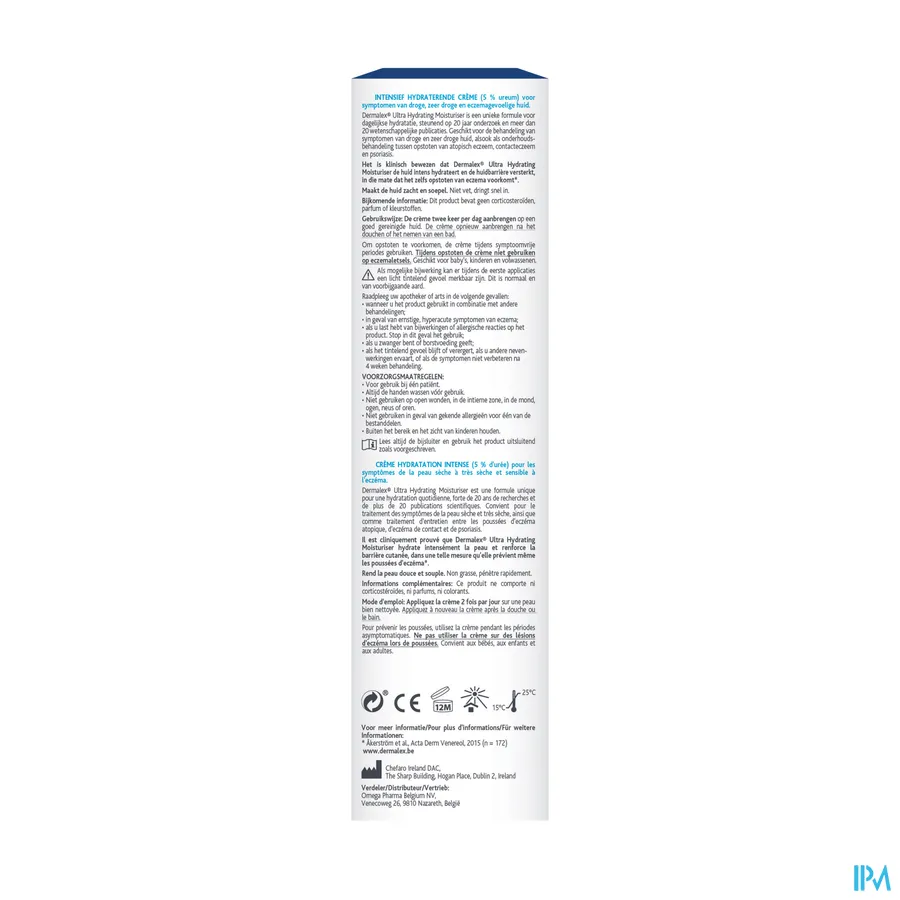 packshot van Dermalex Intensief Hydraterende Crème -voor Behandeling van Droogheid, Jeuk en Irritatie- voor Droge tot Zeer Droge en Atopische Huid Zonder Parfum Tube 200 g