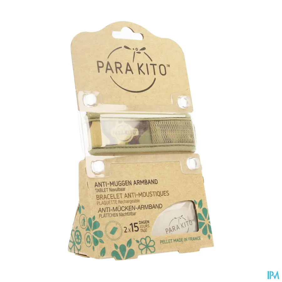 packshot van ParaKito Anti-Muggen Armband Jungle en Tropical Camouflage met 2 Navultabletten