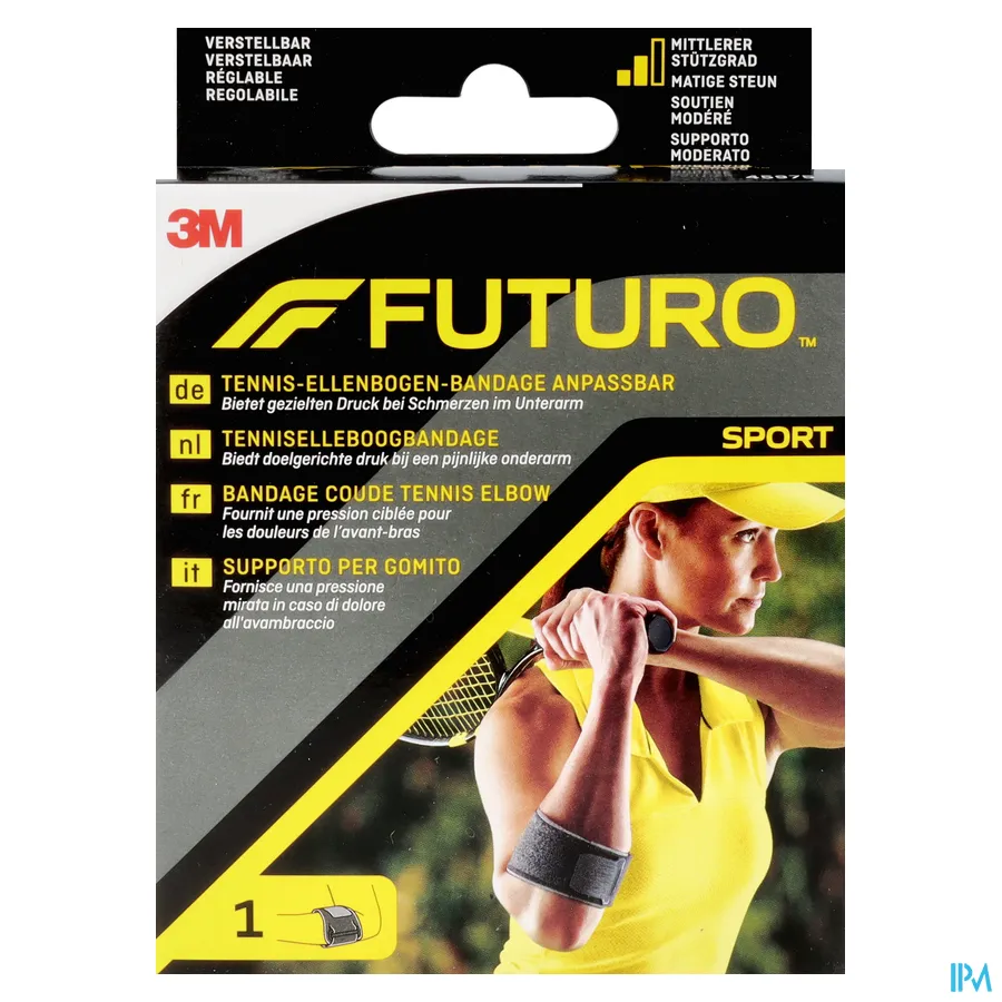 packshot van Futuro Sport Aanpasbare Tenniselleboogbandage (Stevig Stabiliserende Steun)