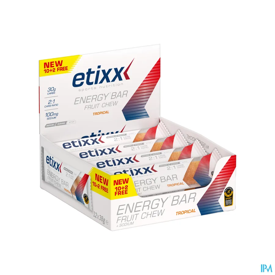 packshot van Etixx Energy Bar Fruit Tropical 12x38g