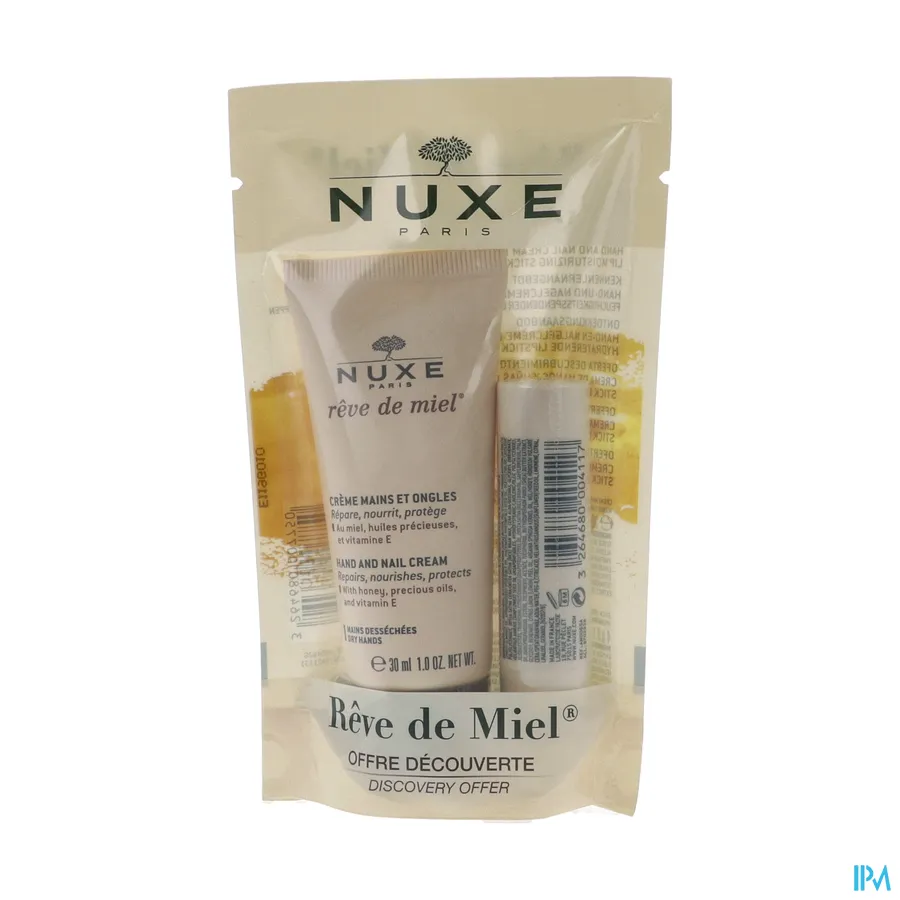 packshot van Nuxe Rêve De Miel Hydraterende Lipstick + Hand- en Nagelcrème Promo* 4 g + 30 ml