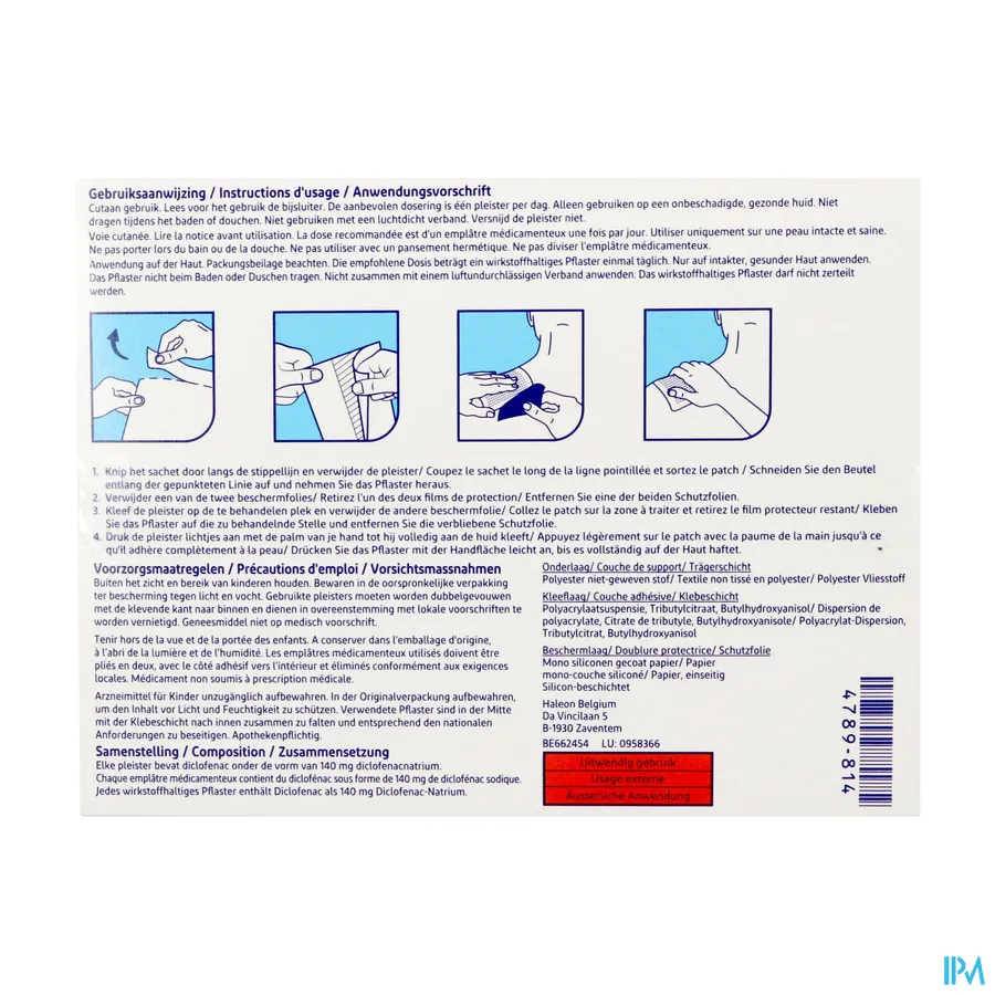 packshot van Voltaren Patch 140mg Once Daily Pleister 5
