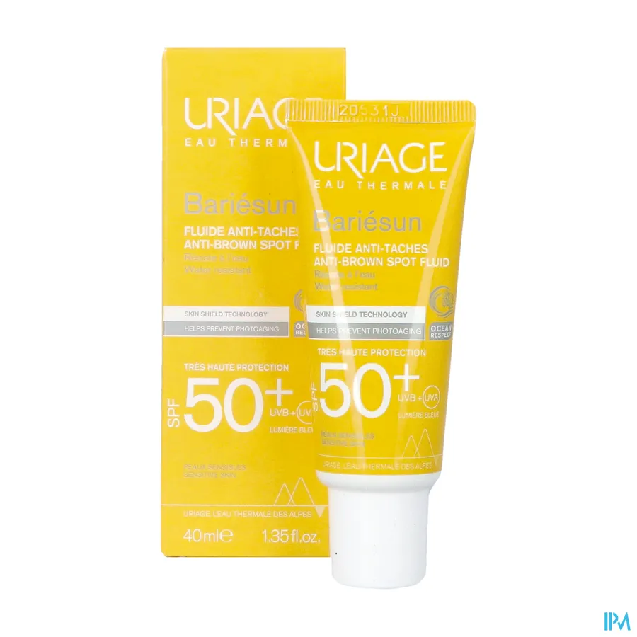 packshot van Uriage Bariesun SPF50+ Fluide A/vlek Tube 40 ml