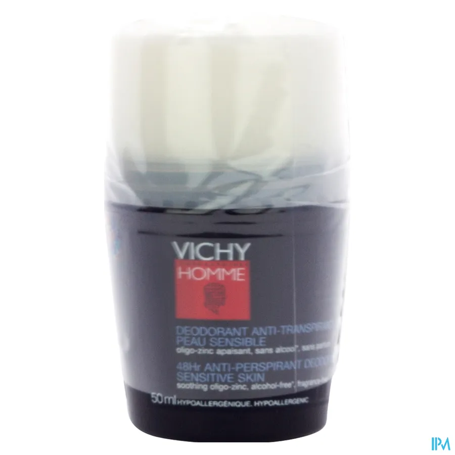 packshot van Vichy Homme Deo Roll-On Gevoelige Huid 48u Duo Promo* 2 x 50 ml