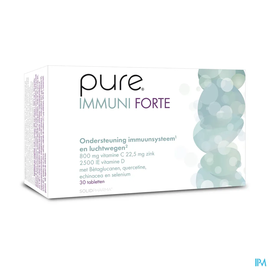 packshot van Pure Immuni Forte voor Ondersteuning Immuunsysteem en Luchtwegen 30 Tabletten