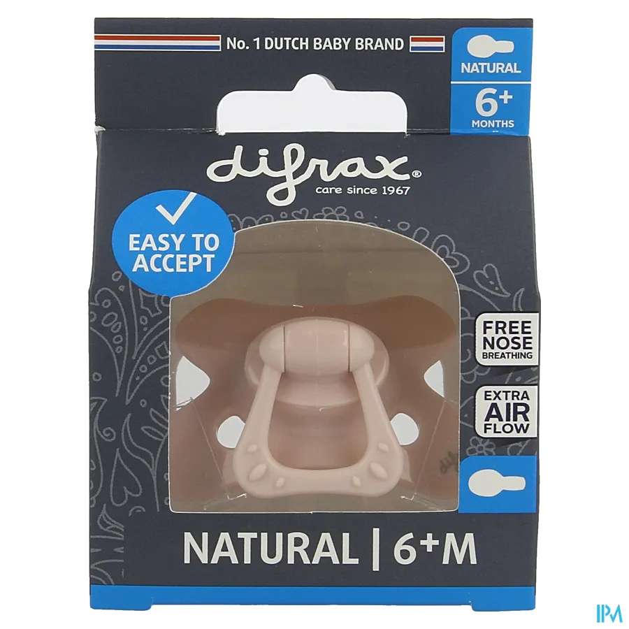 packshot van Difrax Fopspeen Natural 6m+ Uni/pure Assortiment
