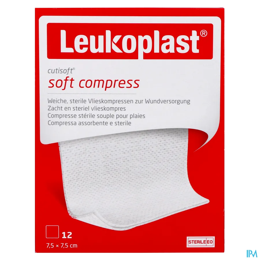 packshot van Cutisoft Steriel Vlieskompres 7,5 cm x 7,5 cm 12 stuks
