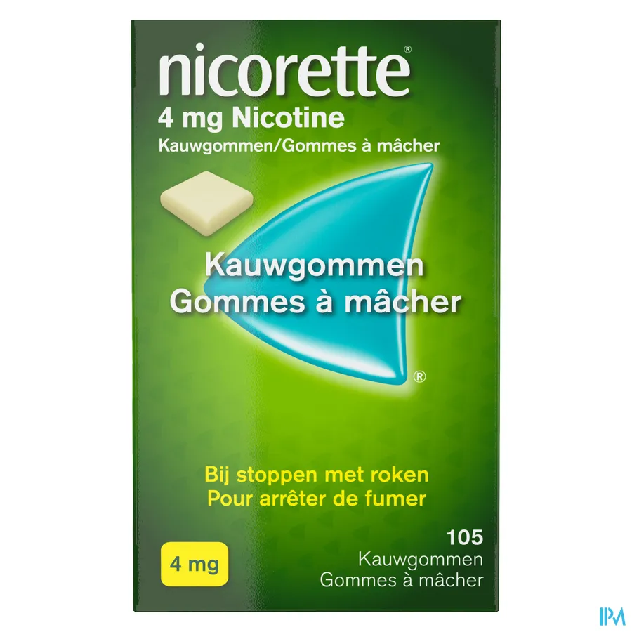 packshot van Nicorette Kauwgom 4mg 105 stuks