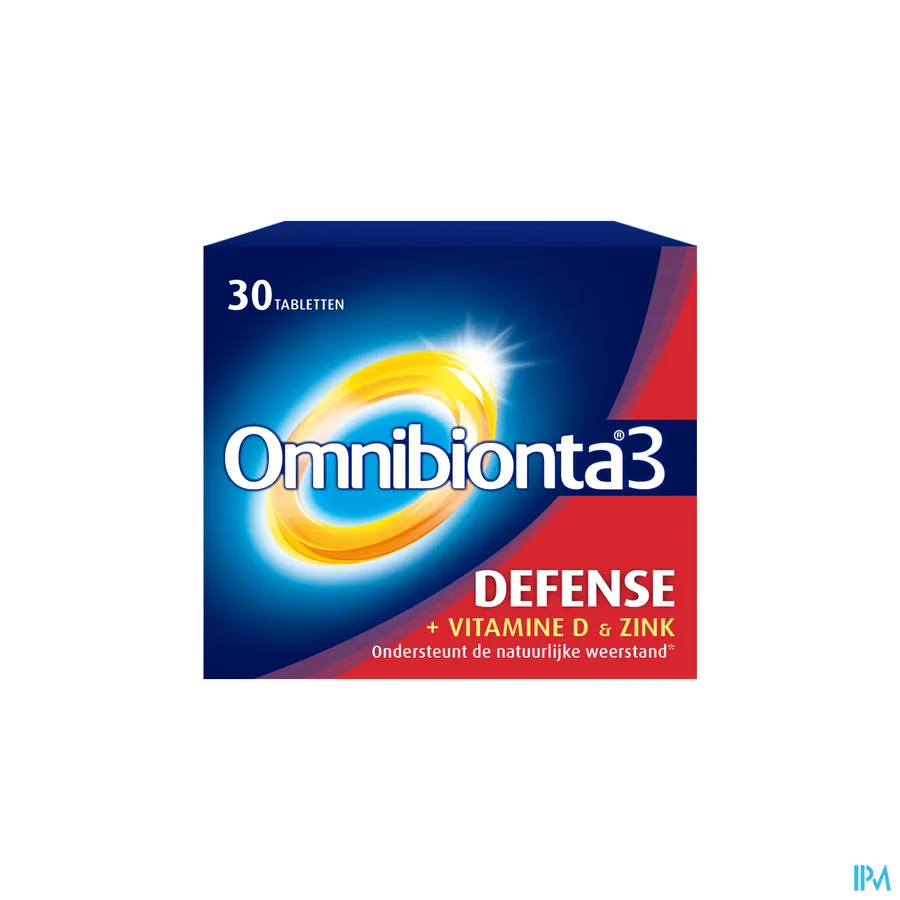packshot van Omnibionta 3 Defense met Vitamine D en Zink voor Ondersteuning van de Natuurlijke Weerstand 30 Tabletten
