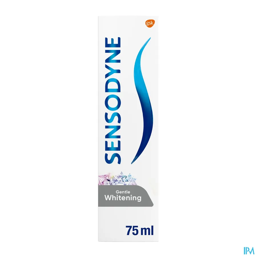 packshot van Sensodyne Tandpasta Gentle Whitening met 24/7 Bescherming tegen Gevoeligheid en voor Sterke Tanden en Gezond Tandvlees 75 ml