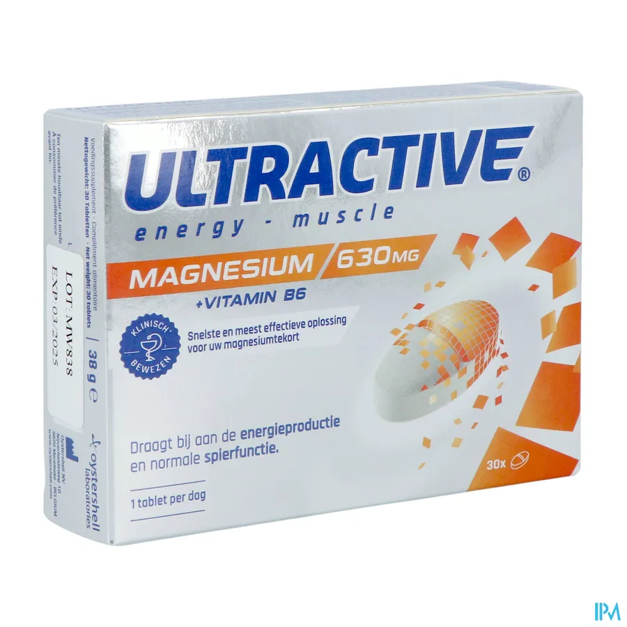 packshot van Ultractive Energy-Muscle-Relax met Magnesium en Vitamine B6 30 Tabletten