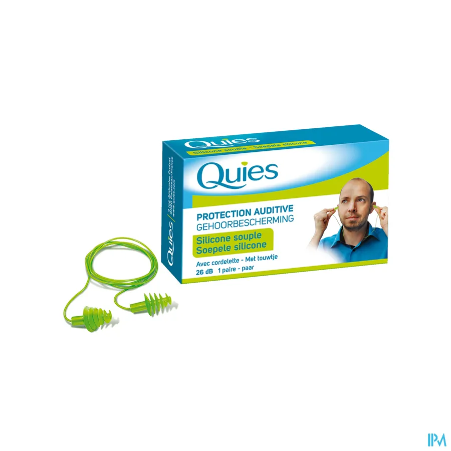 packshot van Quies Oordopjes Volwassene uit Soepele Silicone met Touwtje 26dB 1 Paar