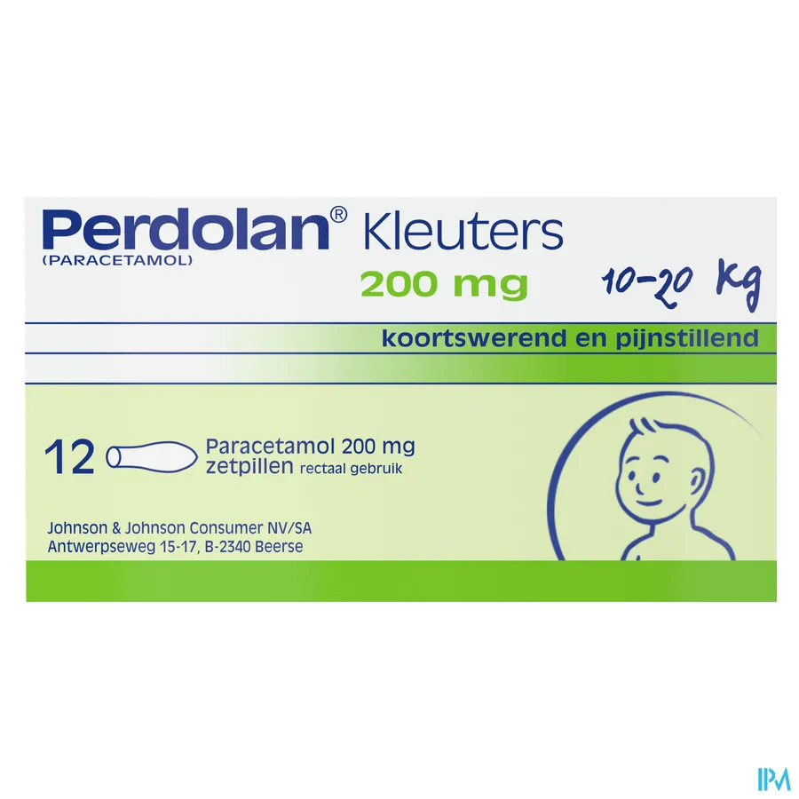 packshot van Perdolan Kleuters 200 mg 12 Suppo's