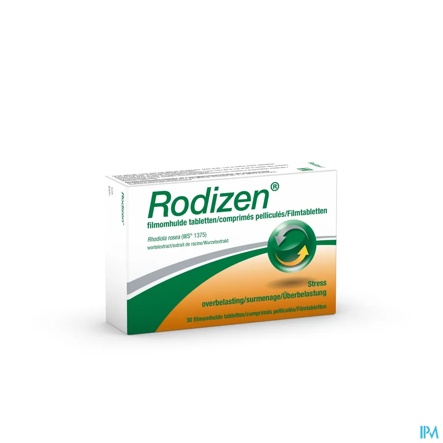 packshot van Rodizen met Rhodiola rosea Wortelextract 30 Tabletten