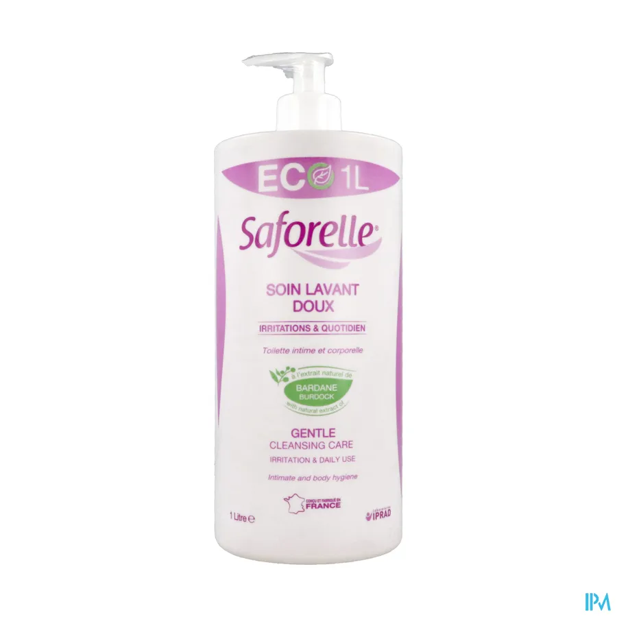 packshot van Saforelle Zachte Intieme Wasoplossing voor Dagelijks Gebruik voor Gevoelige of Geïrriteerde Huid Pompflacon 1000 ml