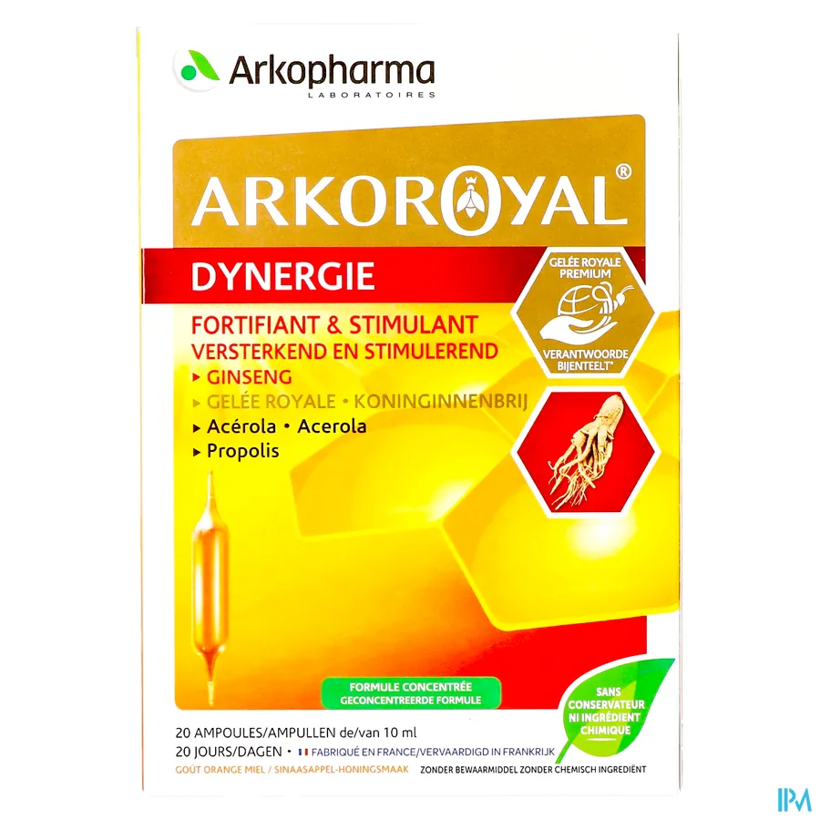 packshot van Arkopharma Arkoroyal Dynergie 20 ampullen