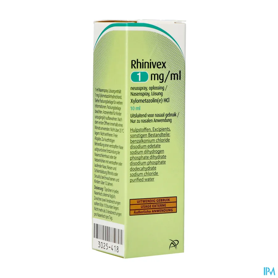 packshot van Rhinivex Neusspray tegen de Verstopte Neus 10 ml