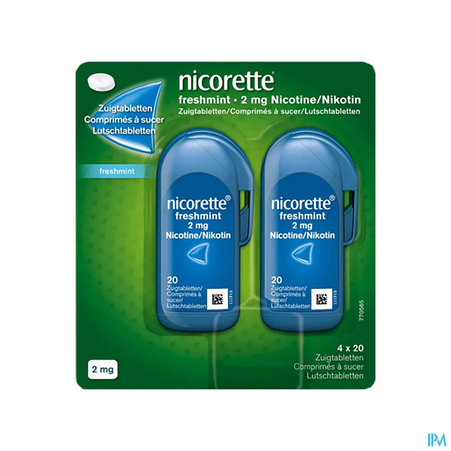 packshot van Nicorette Freshmint Zuigtabletten 4 mg 2 x 40 Stuks