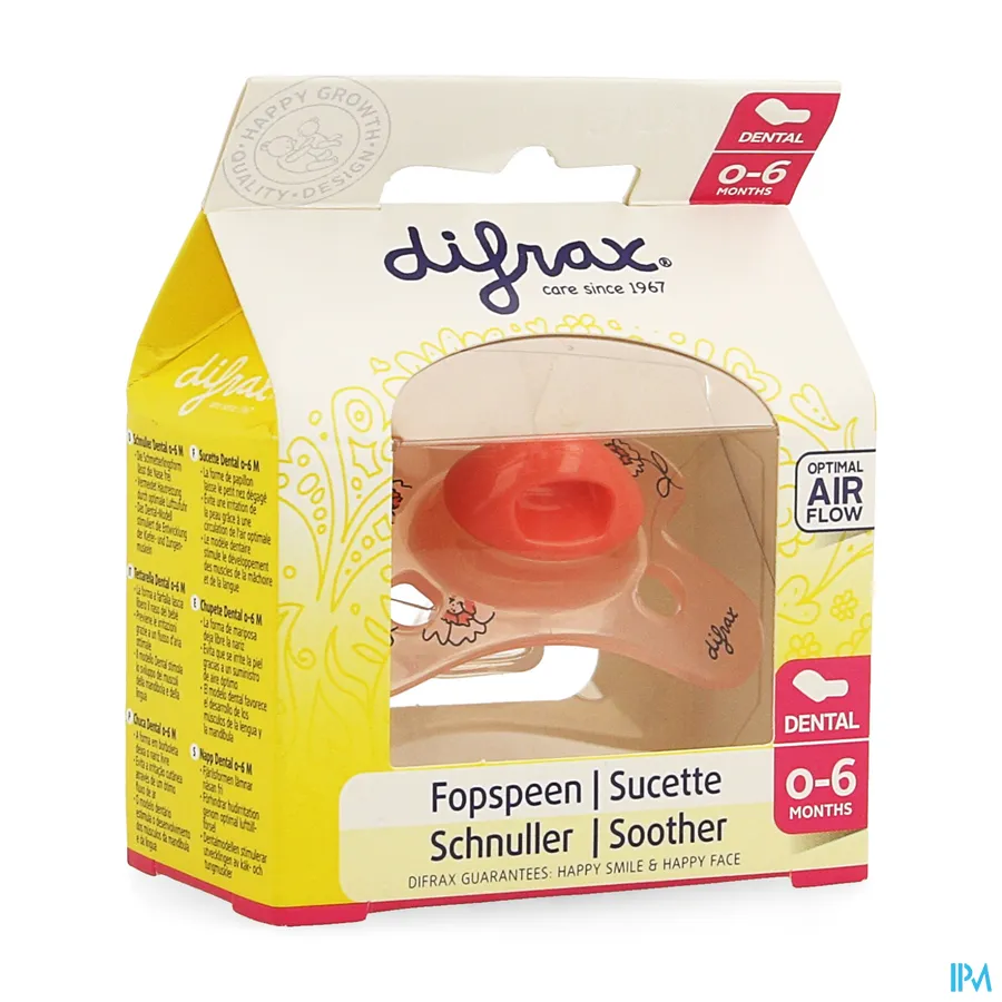 packshot van Difrax Fopspeen Sil Mini-Dental Girl 0-6m