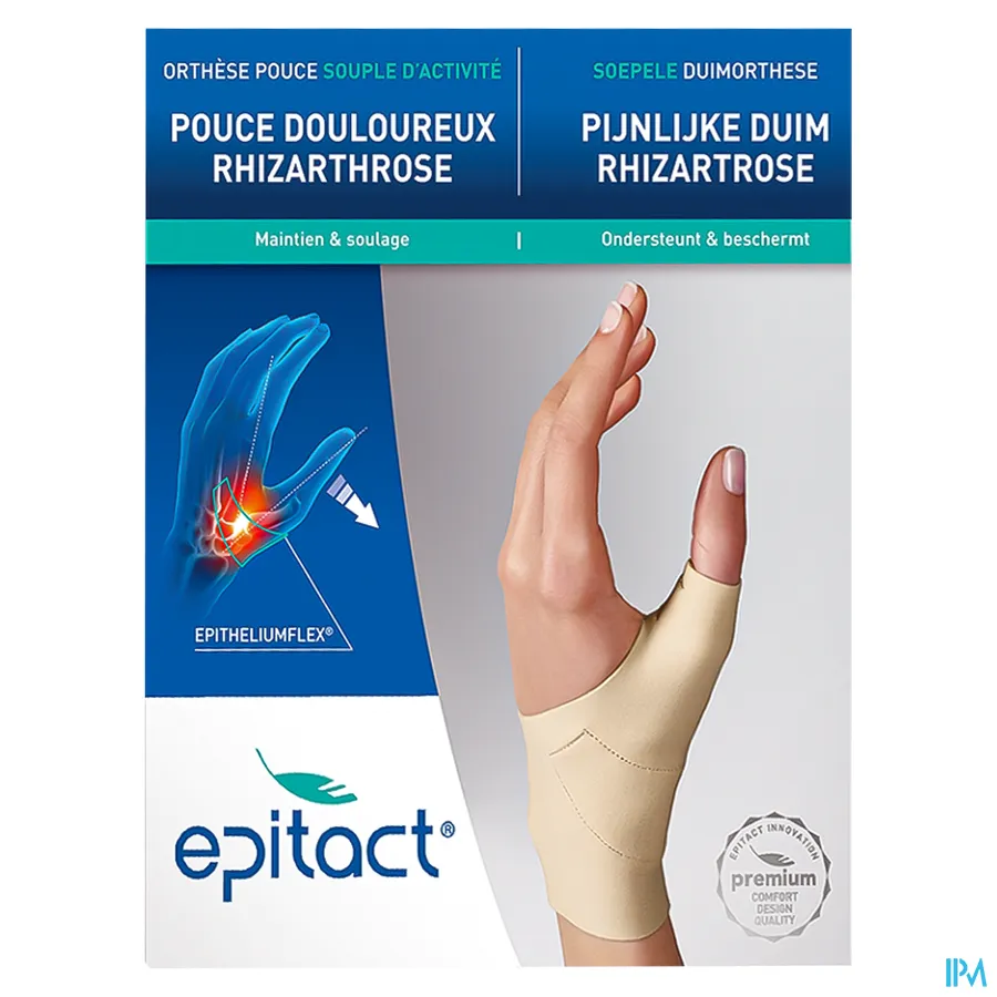 packshot van Epitact Soepele Proprioceptieve Orthese voor Pijnlijke Duim, Rhizartrose voor Linkerhand Medium