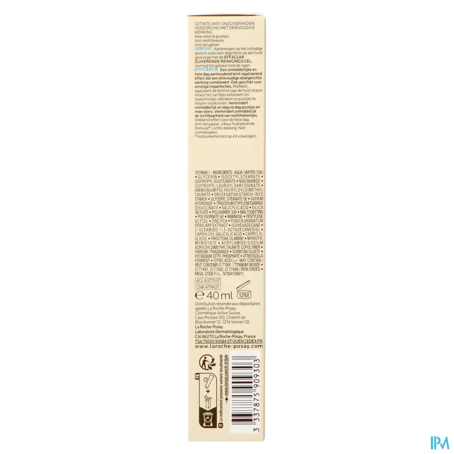 packshot van La Roche-Posay Effaclar Duo +M Unifiant 40 ml Light Shade