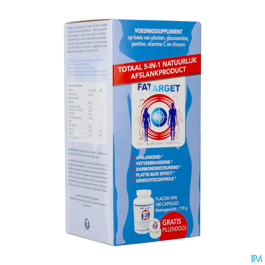 packshot van Fat Target -Top in Weight Control- Pot 180 Capsules