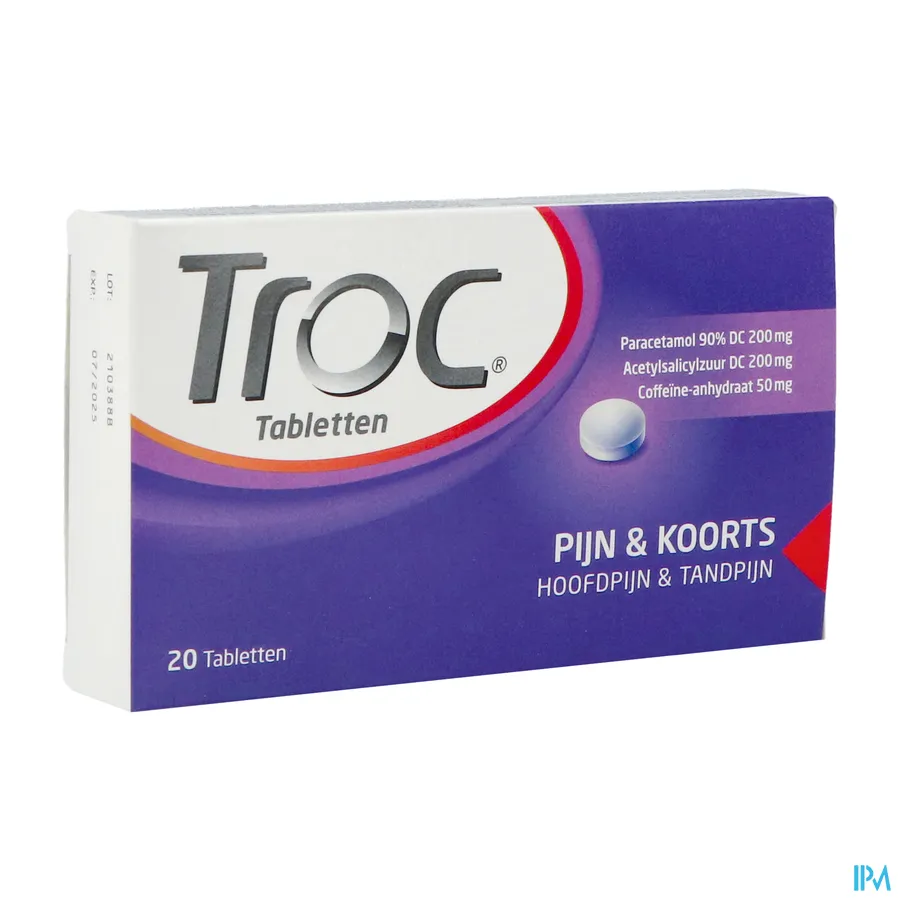 packshot van Troc voor Pijn en Koorts, Hoofdpijn en Tandpijn 20 Tabletten