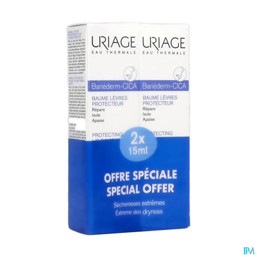 packshot van Uriage Bariéderm Cica Lippenbalsem Promo* 2 x 15 ml