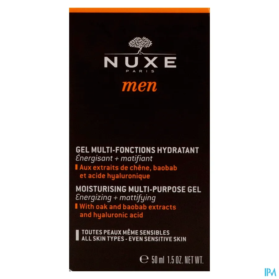 packshot van Nuxe Men Gel Hydraterende Multifunctionele Pompfles 50 ml