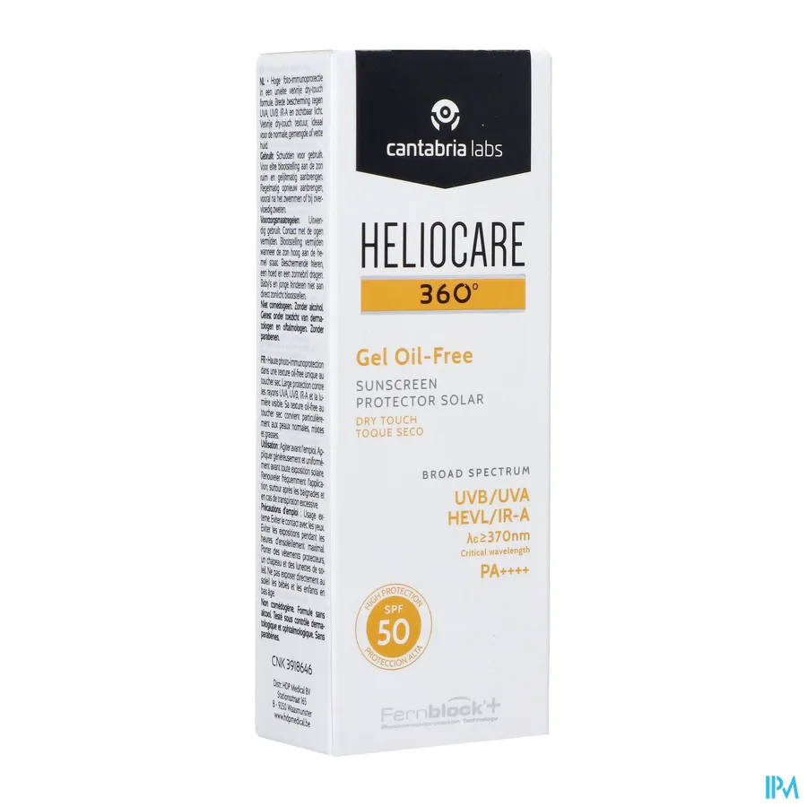 packshot van Heliocare 360° Gel Oil-Free SPF50+ 50 ml